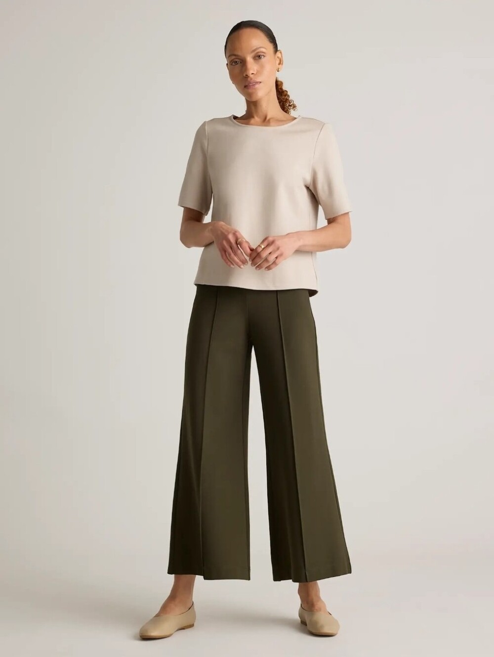 Quince Ultra- Stretch Ponte Short Sleeve Top